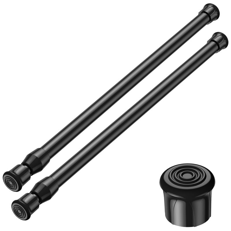 AIZESI 2PCS Tension Rods 17 to 28 inch, Black Tension Rods Adjustable Spring Tension Window Rods Short Tension Rod Expandable Pressure Rod for Shoe Rack Hanger Curtain Rod Closet Rods - Image 1